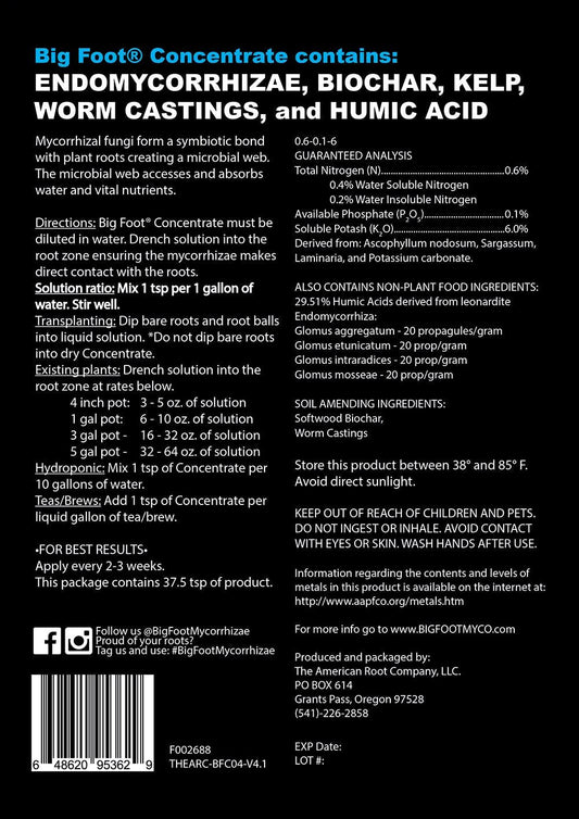 Big Foot - Water-in-Root Inoculum Mycorrhizae Concentrate (4oz)
