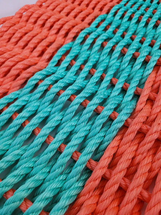 Orange & Teal Lobster Rope Doormat