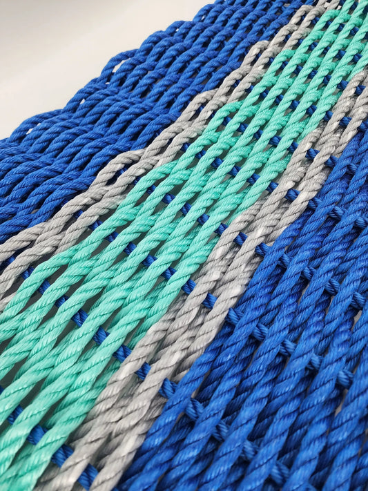 Blue, Teal & Light Gray Lobster Rope Doormat