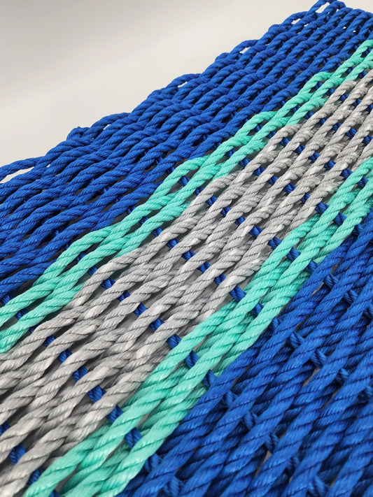 Blue, Gray & Teal Accent Lobster Rope Doormat