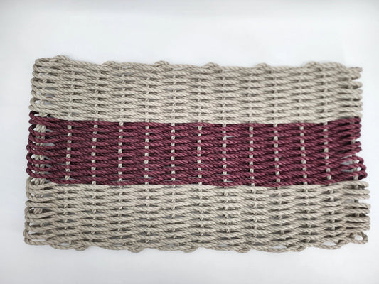 Lobster Rope Mat Tan and Burgundy, Natural Color