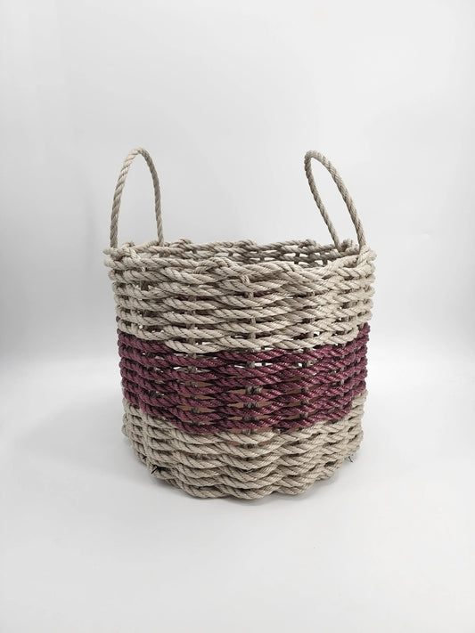 Tan & Burgundy Rope Basket