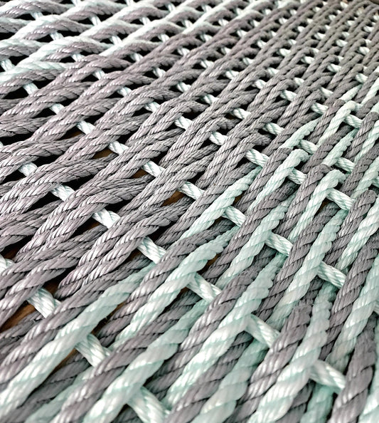 Light Gray & Seafoam Double Weave Lobster Rope Doormat