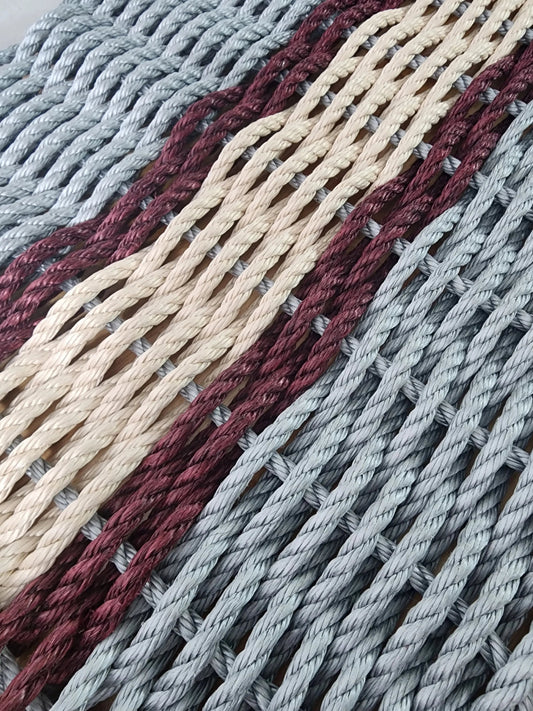 Light Gray, Light Tan & Burgundy Accent Lobster Rope Doormat