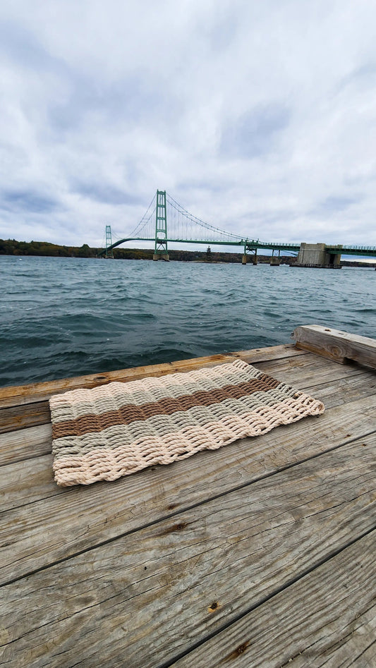 Light Tan, Tan & Brown 5-Stripe Lobster Rope Doormat