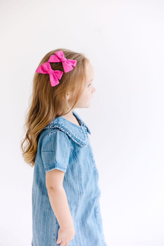 Pink Mini Solid Pinwheel Pigtail Bow Set