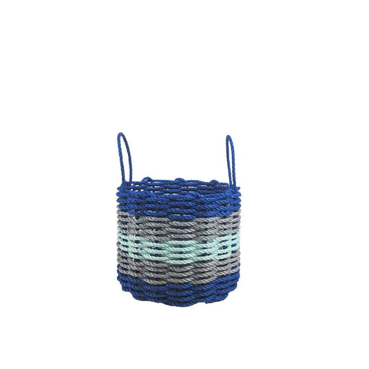 Blue, Gray & Seafoam Five Stripe Rope Basket