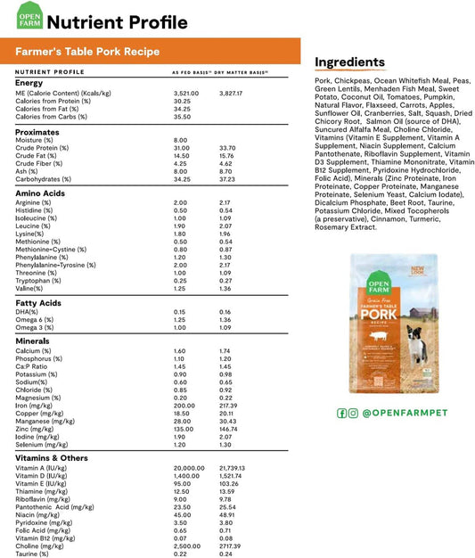 Open Farm Dog Grain-free Farmer's Table Pork & Root Vegetable