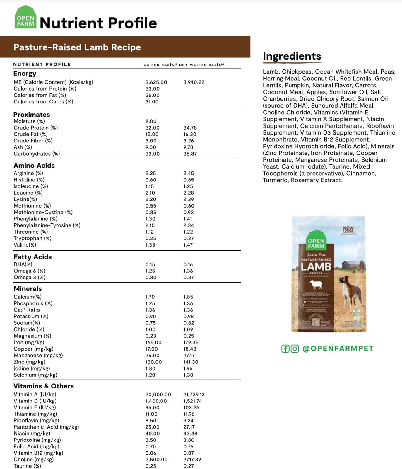 Open Farm Dog Grain-free Pasture Raised Lamb