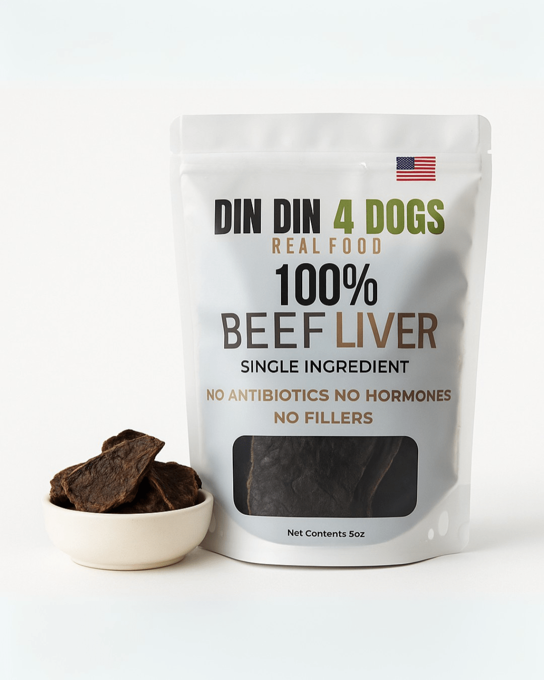 Beef Liver Dog Treats, 5 Ounce Bag, Single Ingredient, High Protein