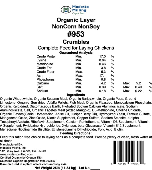 Modesto Milling Layer Crumbles NonCorn NonSoy 25lb - 953