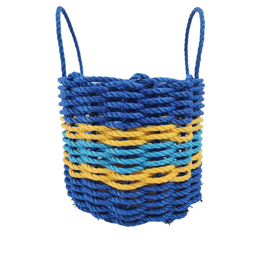Two Tone Blue & Yellow Accent Rope Basket