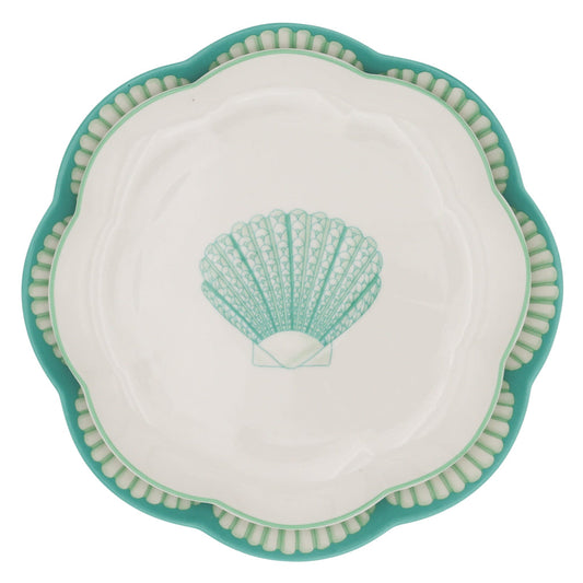 Balearic Blu Scalloped Ceramic Dinner Plates – Set of 4 (+1 Bonus Plate)