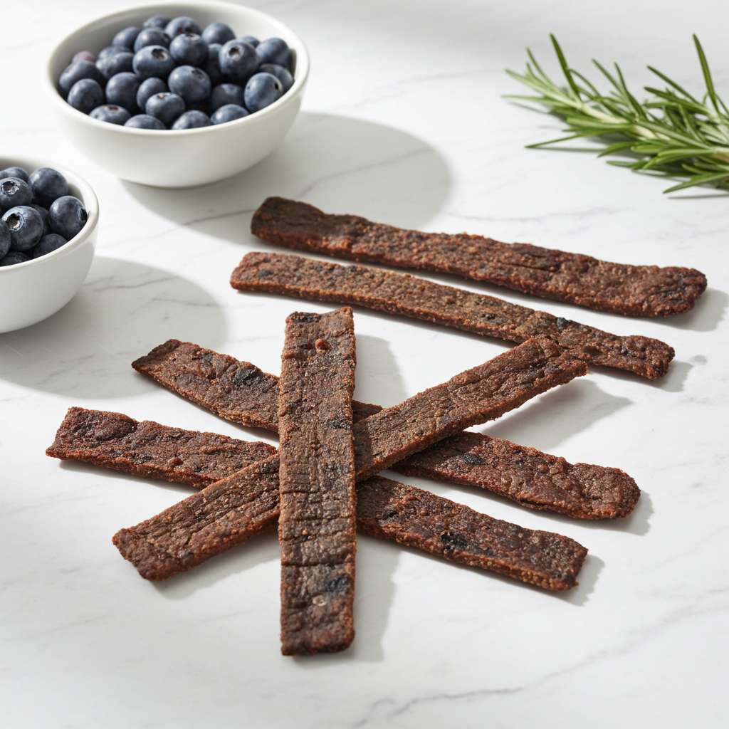 Dehydrated Blueberry Beef Jerky Dog Treats | Organic, Human-Grade, High-Protein (No Preservatives)