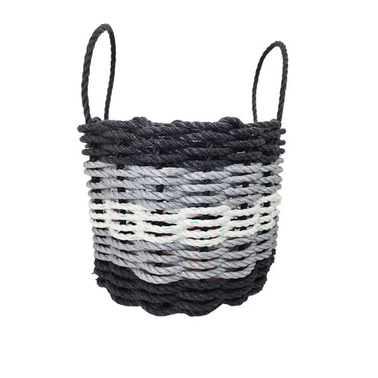 Black, Gray & White Five Stripe Rope Basket