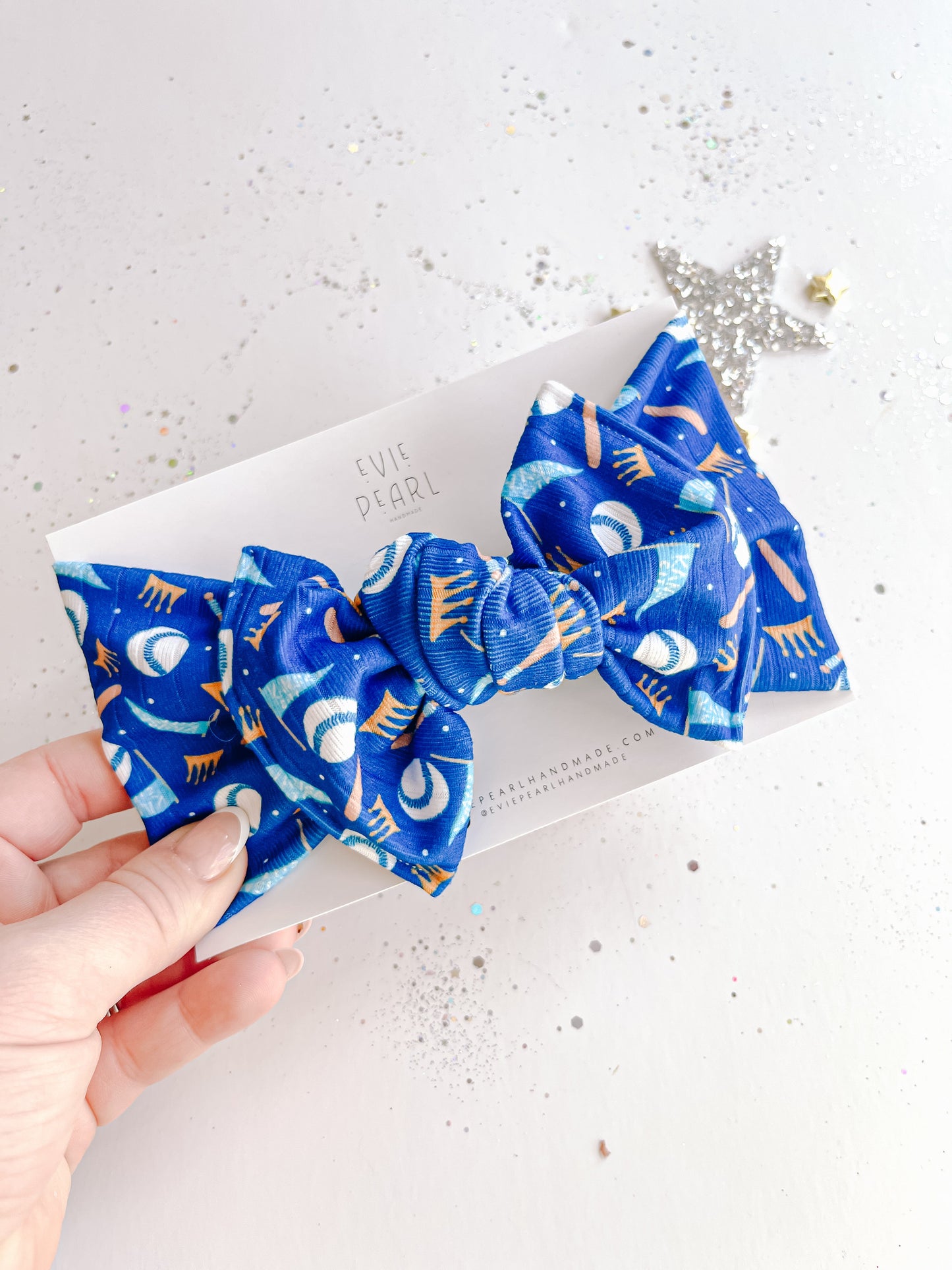 Blue Kansas City Bows Baby Bow Turban