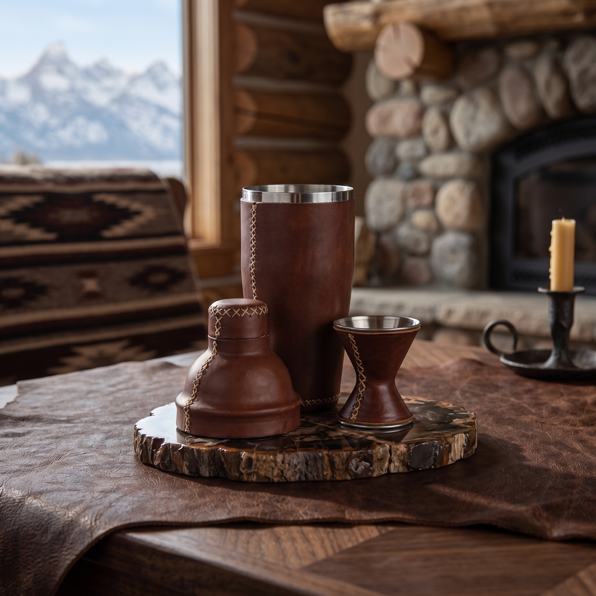 Coctelera | Leather Cocktail Shaker + Jigger