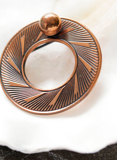 Copper Circle and Ball Accent Brooch