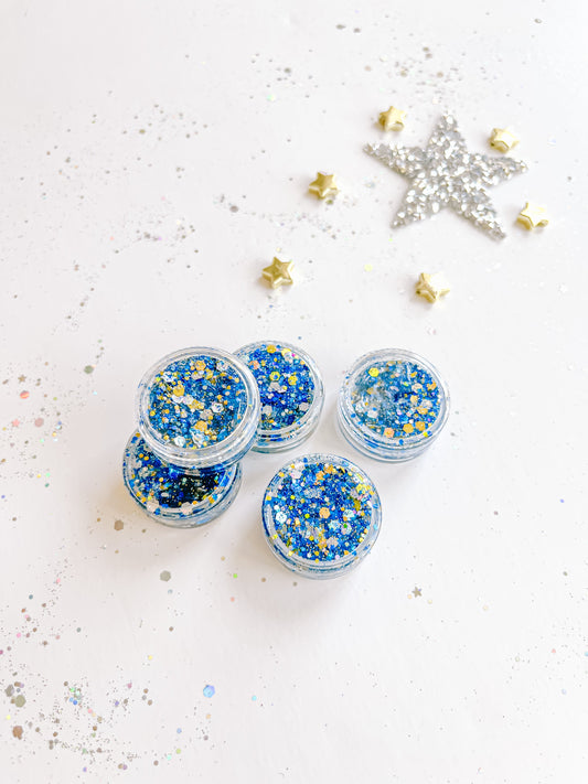Blue Gold Silver Hair Glitter Gel