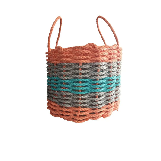 Orange, Gray & Teal Five Stripe Rope Basket
