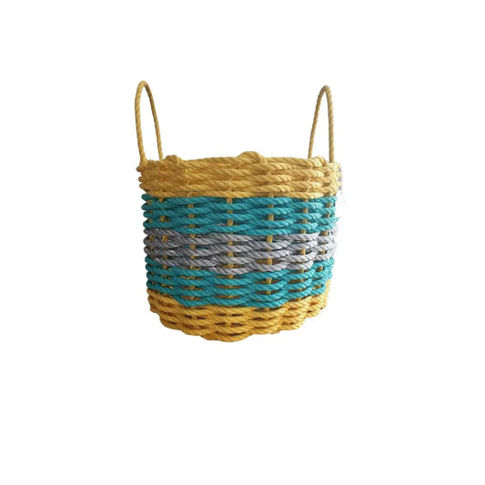 Yellow, Teal & Gray Five Stripe Rope Basket