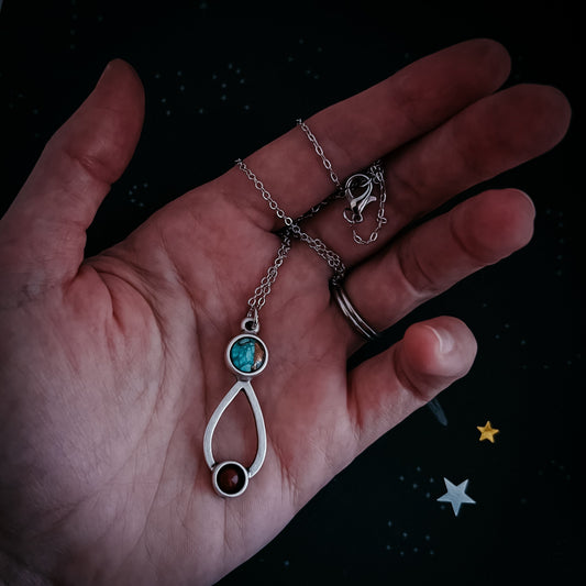Journey to Mars Necklace - Copper Chrysocolla Earth and Red Jasper Mars