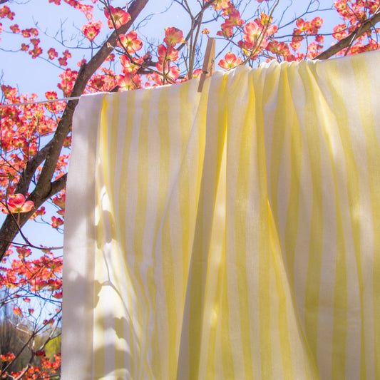 Buttercream Yellow Stripe Cotton-Linen Tablecloth