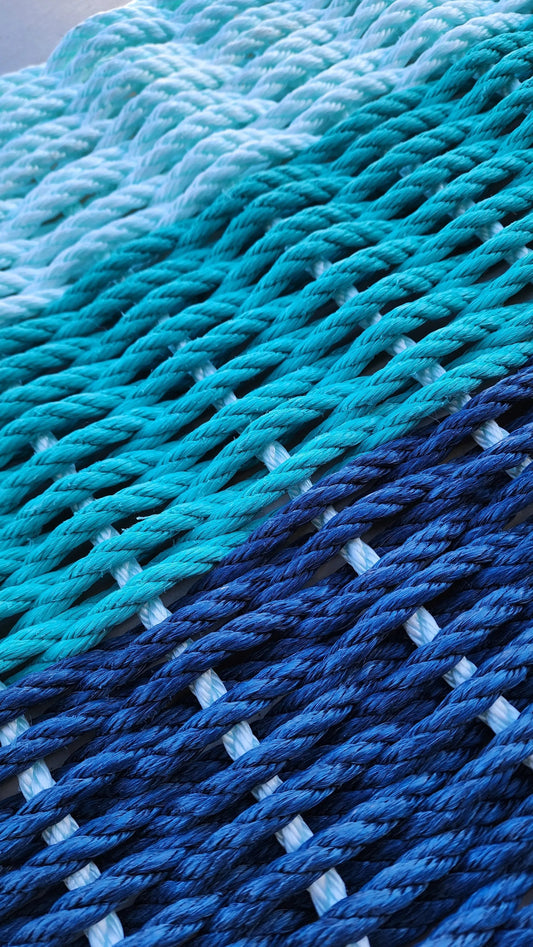 Navy Blue, Teal & Seafoam Ombre Lobster Rope Doormat