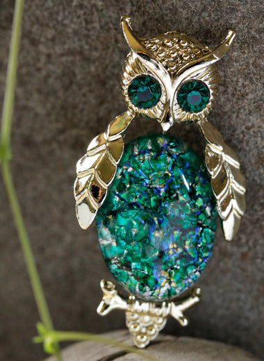 Owl Rhinestone Brooch