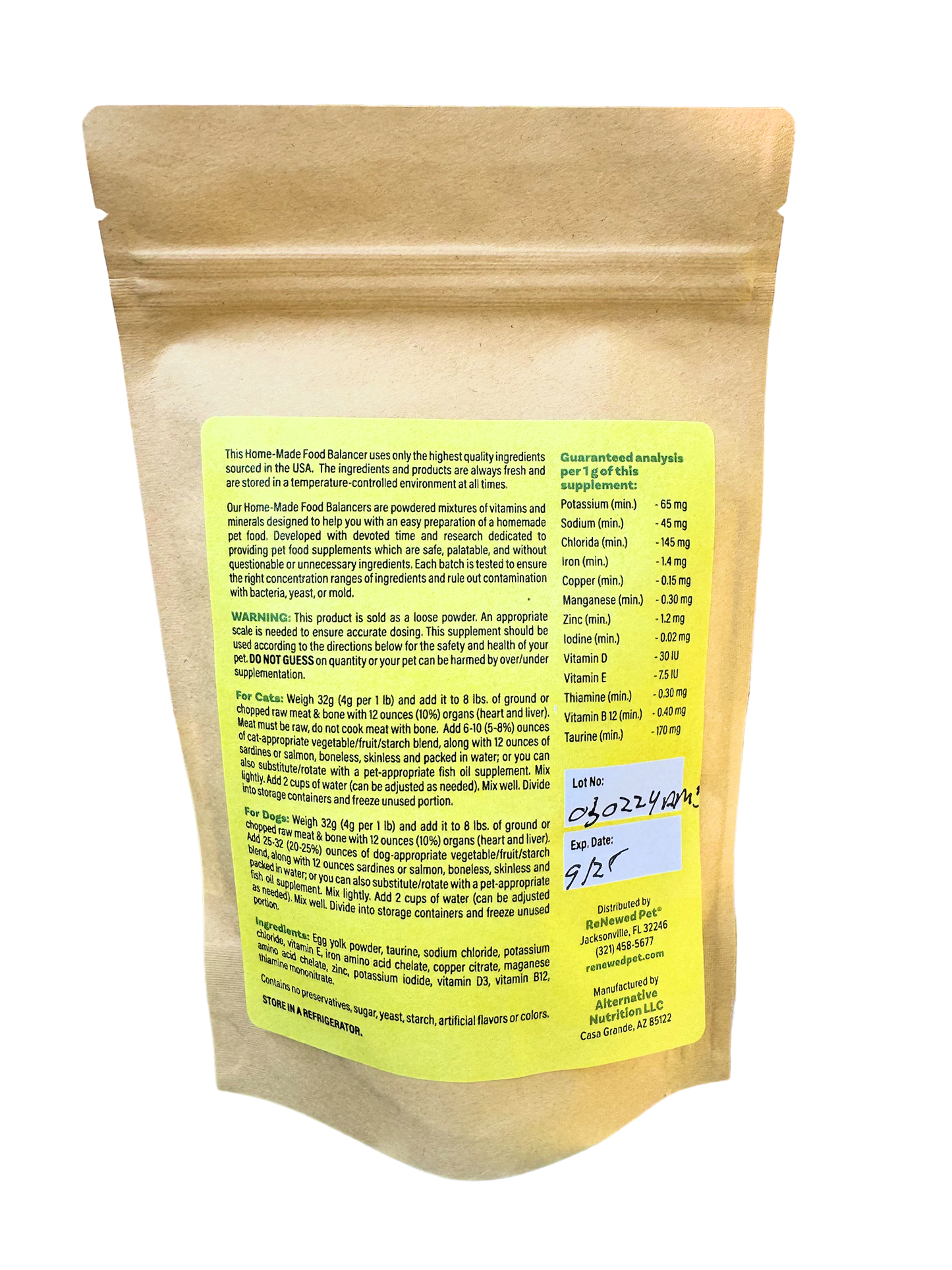 HOME-MADE PET FOOD SUPPLEMENT *For Raw Recipes WITH Bone*