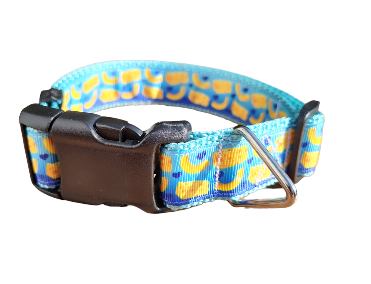 Mac And Cheese Light Blue Nylon Dog Collar MD, LG, XL, Leash, Martingale