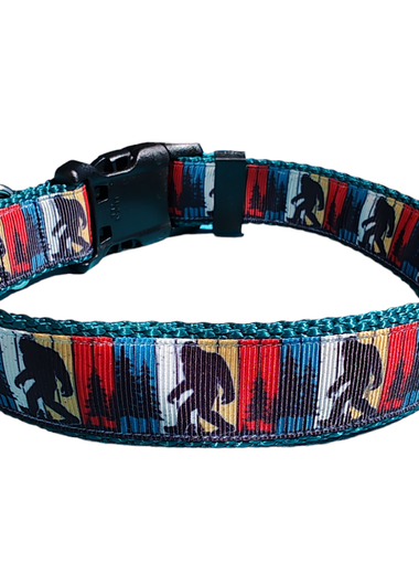 Bigfoot Sasquatch Green Nylon Dog Collar MD, LG, XL, Leash