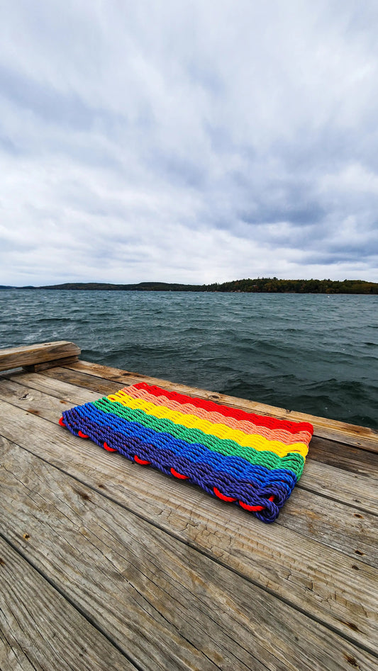 Rainbow Lobster Rope Doormat
