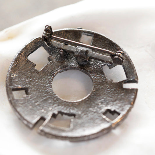 Round Metal Pewter Brooch