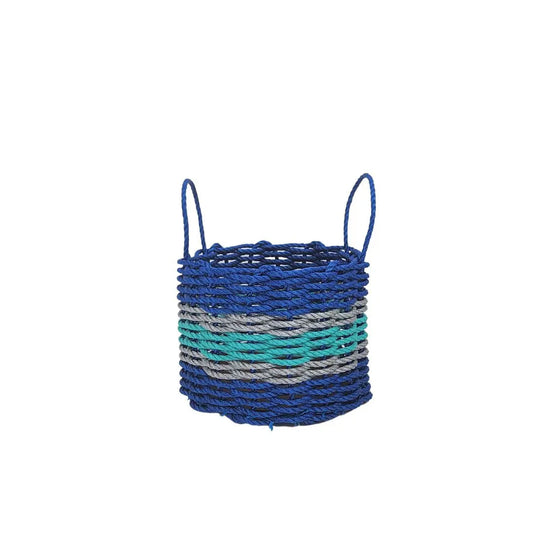 Blue, Teal & Light Gray Accent Rope Basket