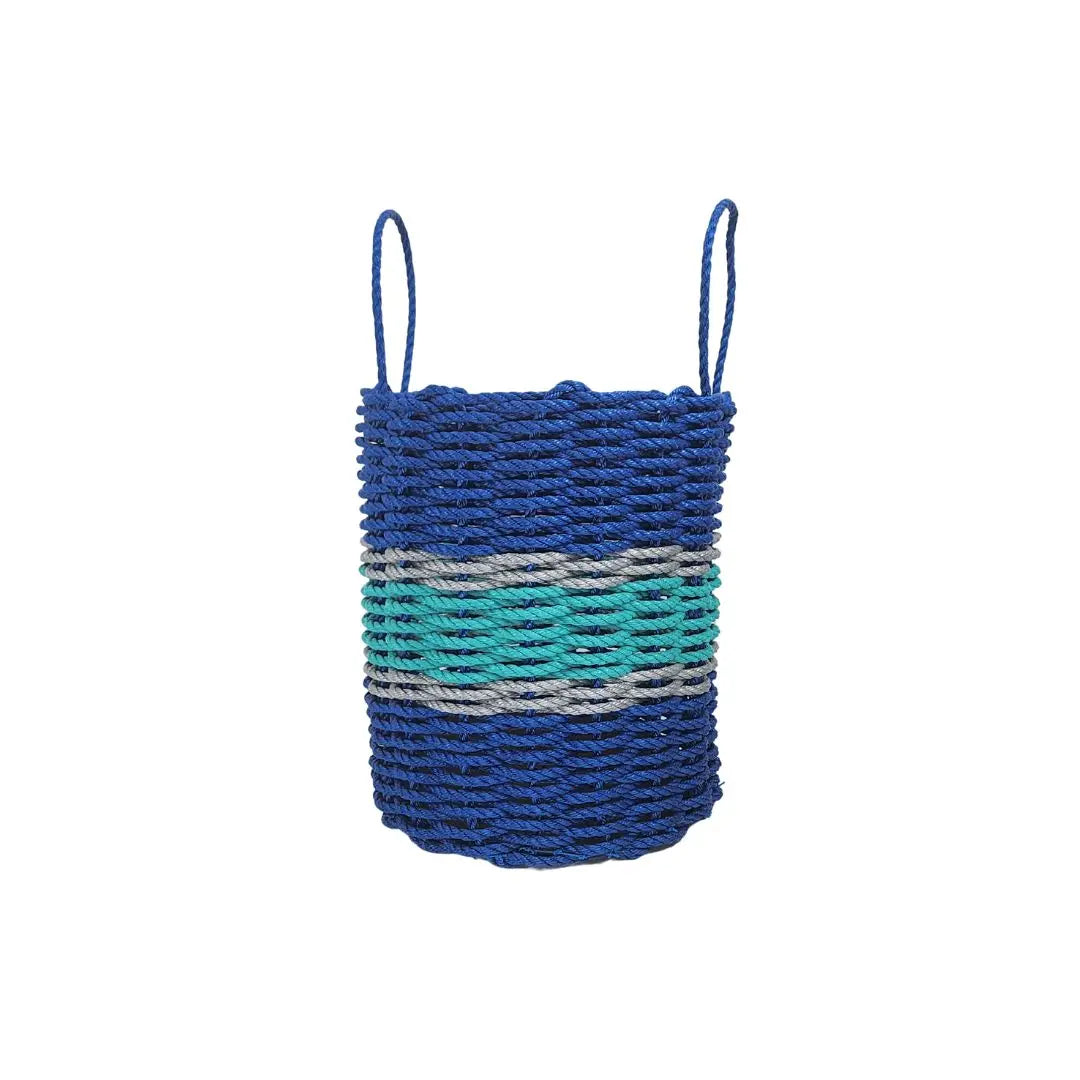 Blue, Teal & Light Gray Accent Rope Basket
