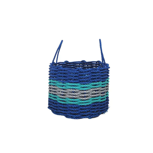 Blue, Light Gray & Teal Accent Rope Basket