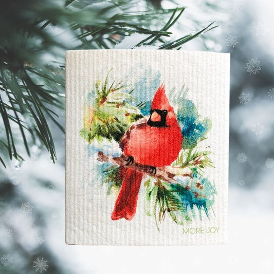 Cardinal Bird Swedish Dishcloth | Red