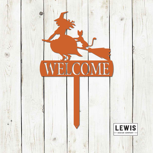 Witch Welcome Yard Stake Sign | Halloween Metal Decor