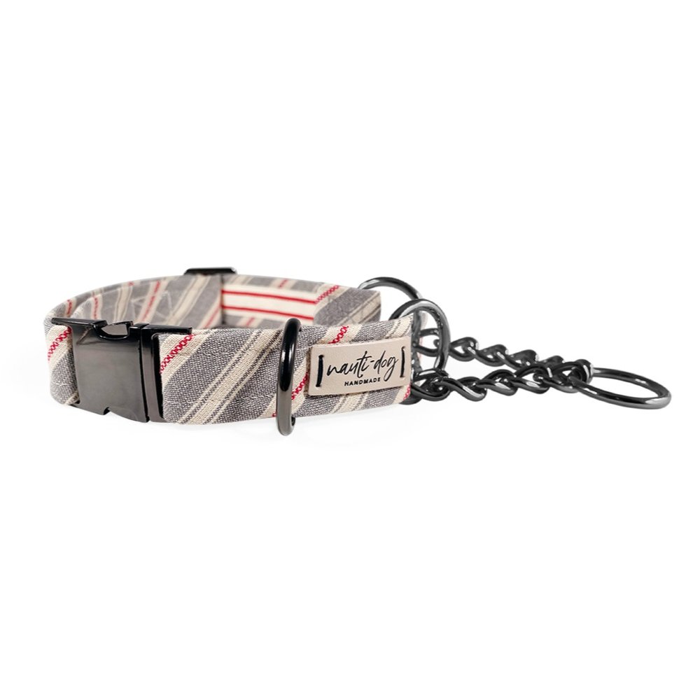 Liberty Patriotic American Woven Stripe Buckle & Martingale Dog Collar