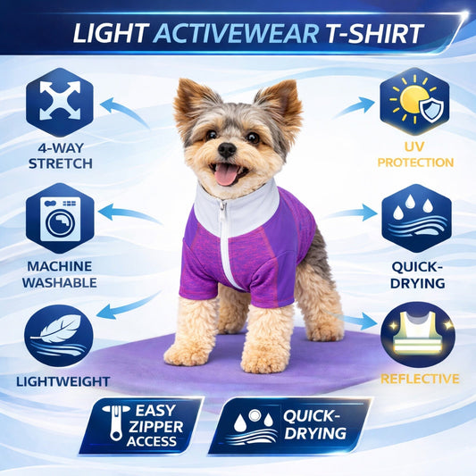 Pet Life ® Active 'Chewitt Wagassy' 4-Way-Stretch Yoga Fitness Long-Sleeve Dog T-Shirt