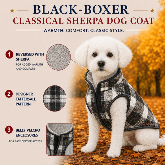 Pet Life ® 'Black Boxer' Classical Fashion Insulated Plaid Dog Coat