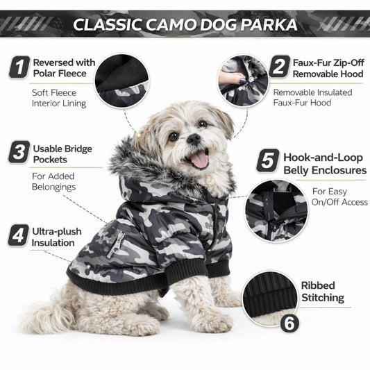 Pet Life ® Classic Metallic Fashion 3M Insulated Dog Coat Parka w/ Removable Hood