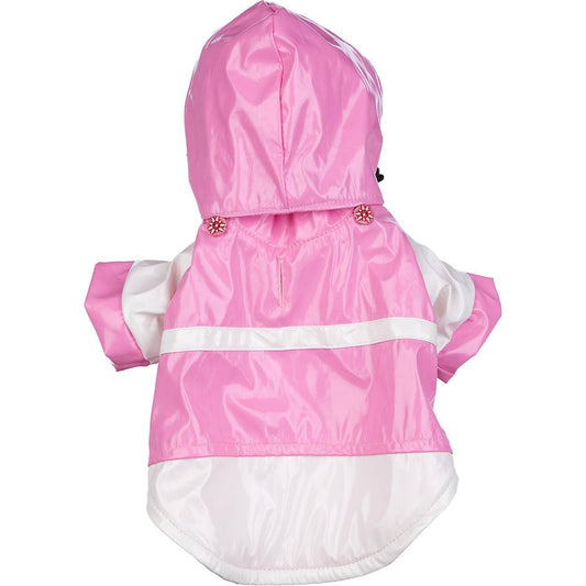 Pet Life ® 'Two-Tone' Waterproof Adjustable Dog Raincoat Jacket w/ Removable Hood