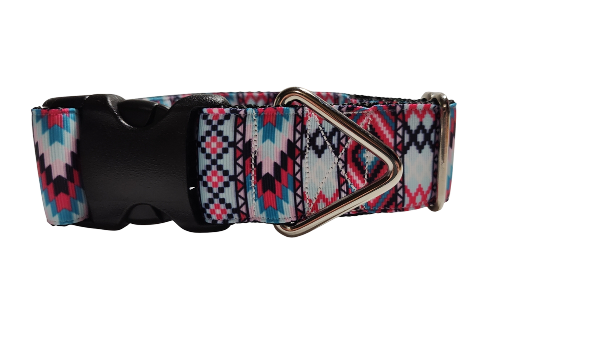 1.5" Wide Pink Tribal Nylon Dog Collar