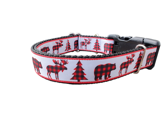 Buffalo Check Forest Nylon Dog Collar