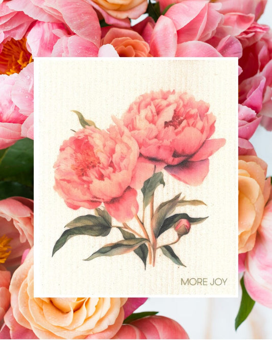 Showy Peony Swedish Dishcloth | Pink