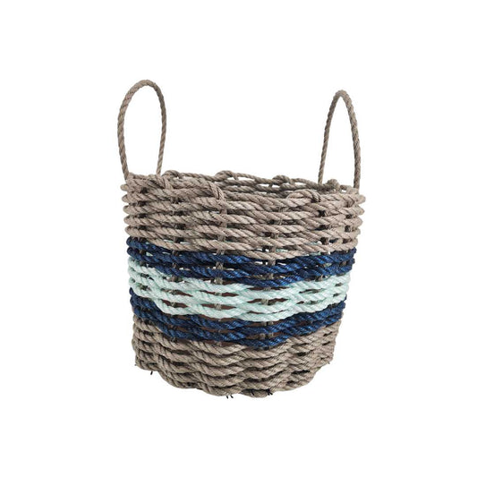 Tan, Seafoam & Navy Accent Rope Basket