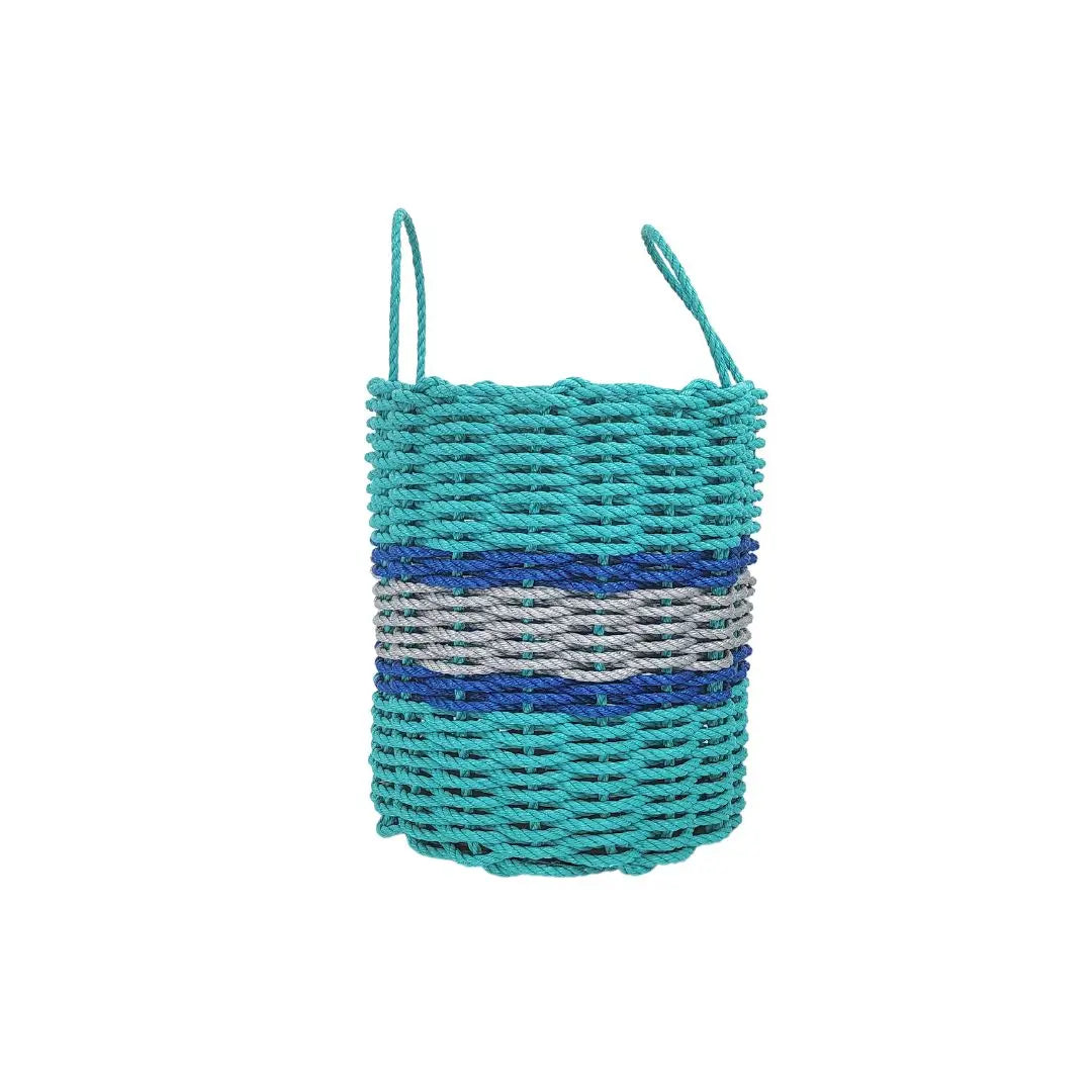 Teal, Light Gray & Blue Accent Rope Basket