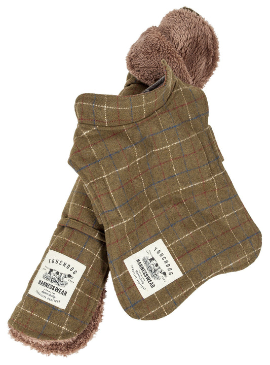 Touchdog ® 2-In-1 Windowpane Plaid Dog Jacket and Matching Reversible Dog Mat